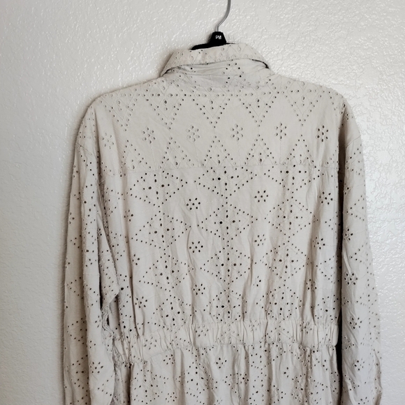 Free People Jumpsuit Set The Tone Utility Ivory Eyelet Lace  Elastic sz 10 - Picture 11 of 14